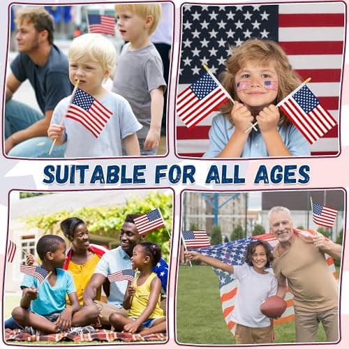 12 Pcs Small American Flags on Stick, 6x4 In 4th of July Decorations, Mini Patriotic USA Flag, Fourth of July Decorations, Hand Held July 4th Flag for Independence Day Supplies Favor Accessories - Image 4