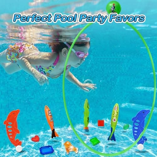 Jasonwell Pool Toys Diving Rings - 28PCS Swim Thru Rings Pool Game Diving Toys with Dive Ring Underwater Treasures Torpedo Bandits Fish Toy Fun Water Swimming Toy for Boys Girls Kids Teens Adults - Image 6