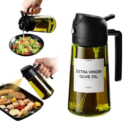 TrendPlain - Original 16oz/470ml Olive Oil Dispenser Bottle for Kitchen Gadgets and Air Fryer Accessories - Olive Oil Sprayer for Cooking w/Stickers - Black