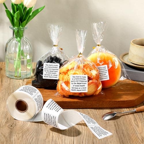 Janlaugh 500 Count Cottage Food Law Labels Stickers Made in a Home Kitchen Decal 1.5 Square Food Stickers Thermal Printed Labels for Home Kitchen - Image 3