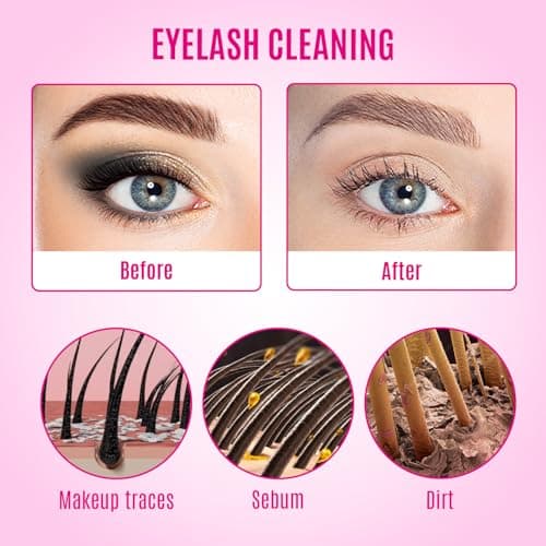 STACY LASH Lash Shampoo Kit Foaming Cleanser with Eye Lash Spoolies & Rinse Bottle & Cleansing Pad & Brush for Eyelash Extensions & Clusters & Natural Eyelashes - Image 5