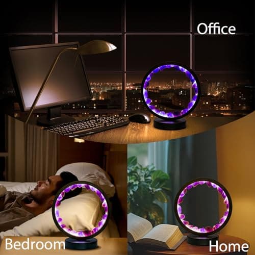 Runyangshi Amethyst Night Lamp 8.6" Natural Healing Crystal Bedside Lamp USB Port 3 Colours Dimming Mode Bedroom Lamp Suitable Night Light for Living Room Bedroom Office Home Decor Ideal Gift - Image 4