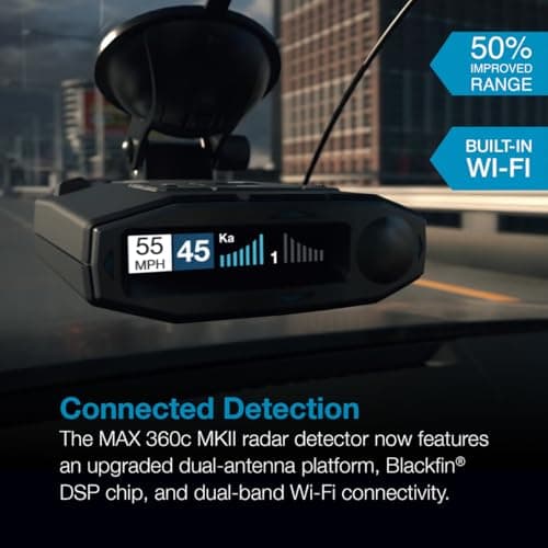 Escort MAX 360c MKII Laser Radar Detector - Dual-Band Wi-Fi and Bluetooth Enabled, 360° Directional Arrows, Exceptional Range, Shared Alerts, Apple CarPlay and Android Auto Compatible, Black - Image 2