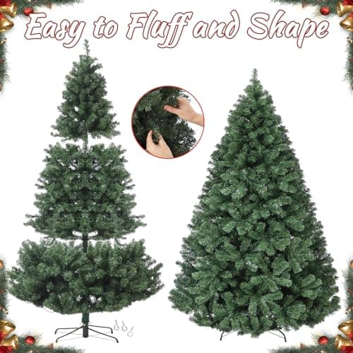 7.5ft Prelit Christmas Tree - Fluffy Fraser Fir with 600 Multicolor Lights & 9 Modes, Hinged Branches & 1300 Tips, Artificial Christmas Tree Includes Stand with Foot Switch for Holiday Home Decor - Image 6
