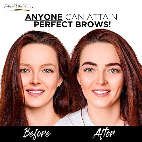 Aesthetica Brow Contour Kit 16-Piece Eyebrow Makeup Palette Set 6 Eyebrow Powders, 5 Eyebrow Stencils, Spoolie/Brush Duo, Tweezers, Eye Brow Wax, Highlighter - Unique Gifts For Women For Her Birthday - Image 5