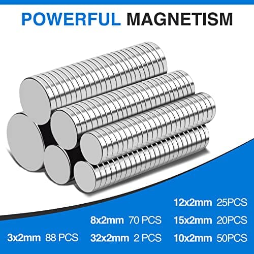 TRYMAG Small Strong 6 Different Sizes 255Pcs Rare Earth Magnets for Crafts, Heavy Duty Neodymium Round Refrigerator Magnets for Whiteboard, Home, Kitchen, Office, School - Image 3