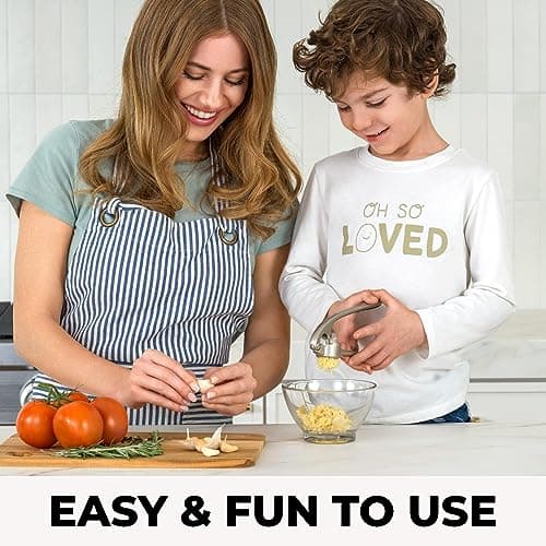 Zulay Kitchen Premium Garlic Press Set - Rust Proof & Dishwasher Safe Professional Garlic Mincer Tool - Easy-Squeeze, Easy-Clean with Soft, Ergonomic Handle - Silicone Garlic Peeler & Brush (Silver) - Image 9