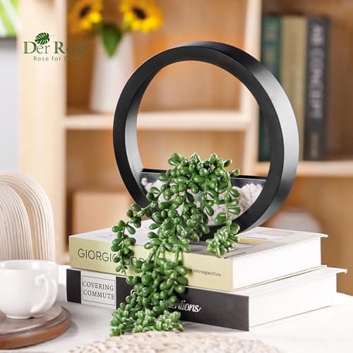 Der Rose 2 Pack Fake Plants Hanging Artificial Succulents Plants in Black Pots for Living Room Bathroom Accessories Boho Farmhouse Wall Decor - Image 6