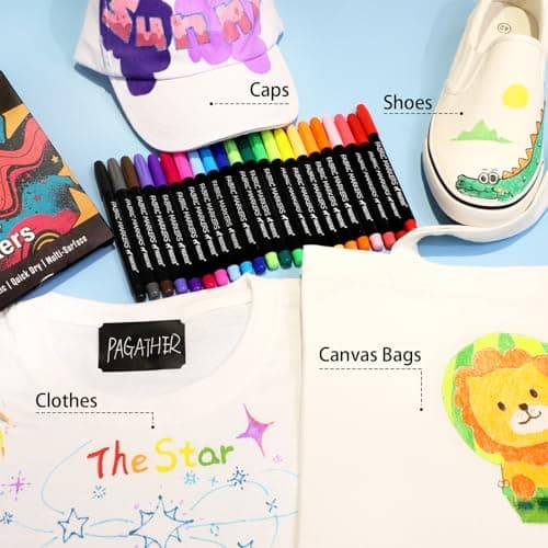 Fabric Markers Permanent for Clothes, 20 Colors Fine Tips Paint Pens for Clothing Canvas Tote Bags T-Shirt and Shoes, Non Toxic Ink for Kids and Adults - Image 6
