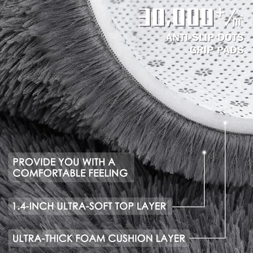 OLANLY Area Rugs for Living Room Bedroom, Machine Washable 4x5.9 ft Soft Fluffy Shaggy Bedside Rug, Indoor Floor Carpet for Kids Girls and Boys, Dorms, Nursery Rooms, Home Decor Aesthetic, Grey - Image 8