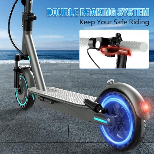 Electric Scooter Adults, 350W Motor, Folding E-Scooter with Dual Suspension, 8.5 Inch Solid Tires, Up to 19 MPH and 21 Miles Long Range, Dual Braking E Scooter for Adults - Image 4