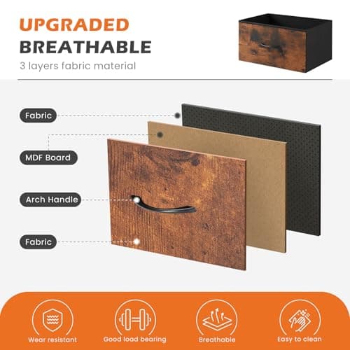Sweetcrispy 4 Drawer Dresser, Fabric Storage Tower Organizer with Sturdy Steel Frame and Wood Top, Easy Pull Handles, for Bedroom, Closet, Entryway, Hallway, Brown - Image 6