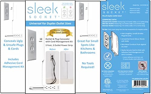 Sleek Socket Original & Patented Ultra-Thin Outlet Concealer with Cord Concealer Kit, Flat Extension Cord with Multi Outlets Power Strip, Ideal for Home Improvement, Hide Bulky and Messy Cords - Image 9