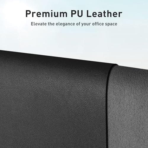 Aothia Non-Slip Waterproof PU Leather Desk Pad Protector for Mouse, Writing Desk, Office, Home, Laptop Blotter, 23.6" x 13.7", Black - Image 3