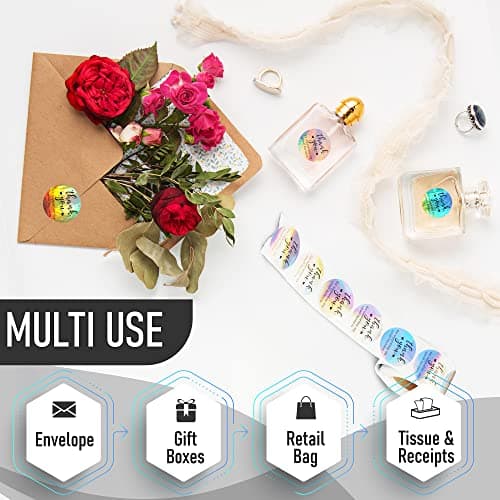 500 PCS Holographic Thank You for Supporting My Small Business Stickers – 1.5 Inch Round Self-Adhesive Waterproof Labels – Eye-Catching Packaging Seals for Orders, Gift Bags, Boxes & Envelopes - Image 7