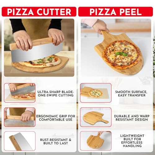 Pizza Stone for Oven Set - 15 x 12 inch Stone for Grill - 3PCS PizzaMaking Accessories - Large Pizza Oven Stones - Baking Stones for Bread and Pizzas - Image 4