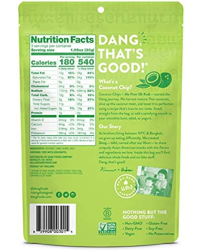 Dang Toasted Coconut Chips | Original | 1 Pack | Vegan, Gluten Free, Non GMO, Healthy Snacks Made with Whole Foods | 3.17 Oz Resealable Bag - Image 2