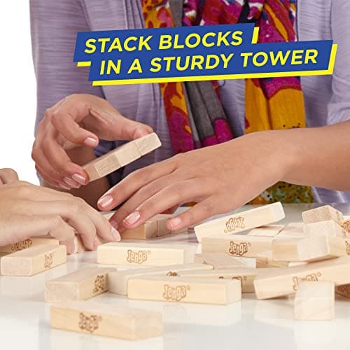 Jenga Game | The Original Wood Block Game with Genuine Hardwood Blocks | Stacking Tower Game | Ages 6+ | 1 or More Players | Party Games for Kids | Family Games - Image 4