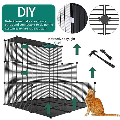 YITAHOME Cat Cage Indoor Cat Enclosures DIY Cat Playpen Metal Kennel with Extra Large Hammock for 1-2 Cats, Ferret, Chinchilla, Rabbit, Small Animals - Image 8
