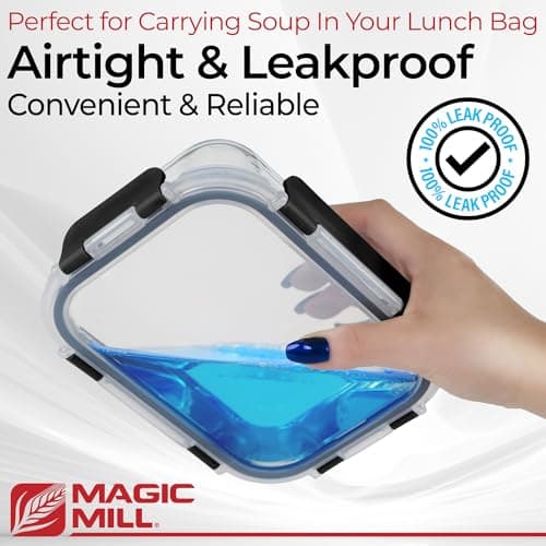 Magic Mill Glass Storage Containers with lids Set | Ultimate 24pc Sets with 12 Food Storage Containers & 12 Airtight Locking Lids for Lunch, Meal Prep, Fridge, Freezer, and Dishwasher Safe, BPA-Free - Image 5