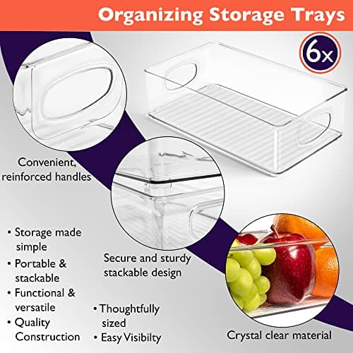 ClearSpace Plastic Pantry Organization and Storage Bins – Perfect for Kitchen/Fridge/ Refrigerator/Cabinet Organizers - 6 Pack - Image 2