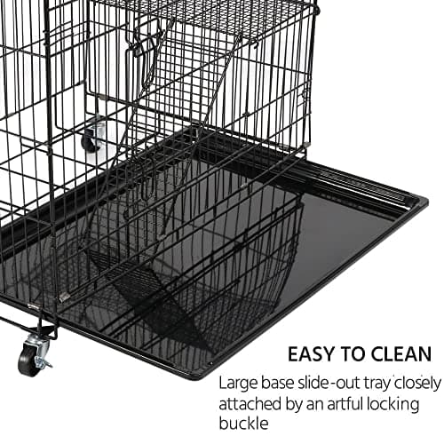 Yaheetech 49'' Collapsible Cat Cage 4-Tier Metal Cat Kennel Ferret Enclosure Chinchilla Cage with Rotating Casters/Ramp/Ladders/Hammock for Indoor Kitten - Image 6