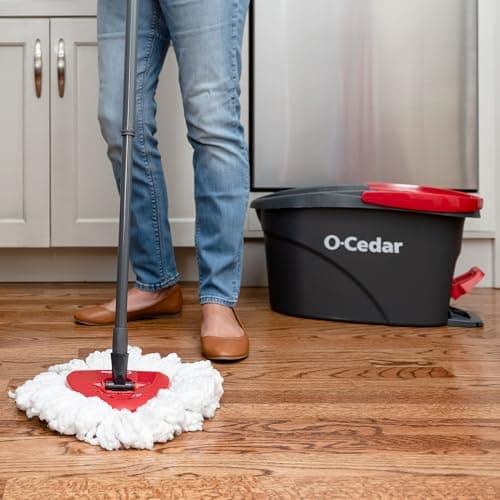 O-Cedar EasyWring Microfiber Spin Mop, Bucket Floor Cleaning System, Red, Gray, Standard - Image 12