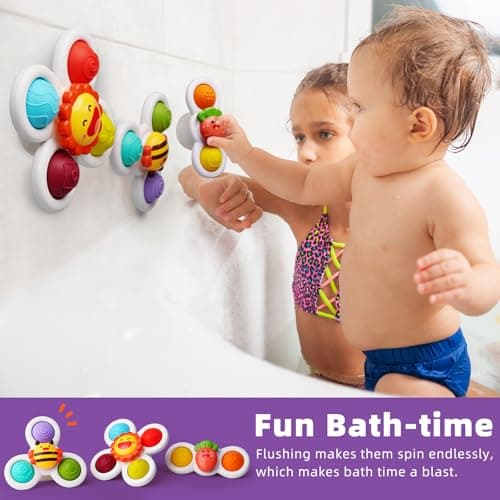 LiKee Strong Suction Cup Fidget Rotating Sensory Bath Toys for Baby, Airplane Car Travel Table & Window Toys for Toddler Boys and Girls, 6+ Months - Image 5