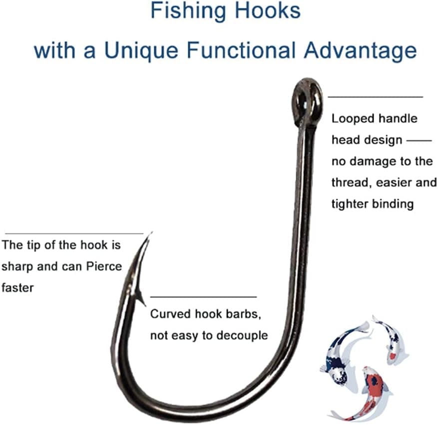 300PCS Small High-Carbon Steel Barbed Fishing Hooks with Holes, 10 Specifications of Fishing Hooks, Portable Boxed Hooks, Hooks That Can Adapt to Various Fishing Environments - Image 4