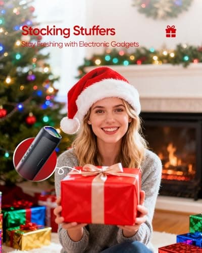 Bluetooth Speaker with HD Sound, Portable Wireless, IPX5 Waterproof, Up to 20H Playtime, TWS Pairing, BT5.3, for Home/Party/Outdoor/Beach, Stocking Stuffers, White Elephant Gifts for Adults (Black) - Image 7