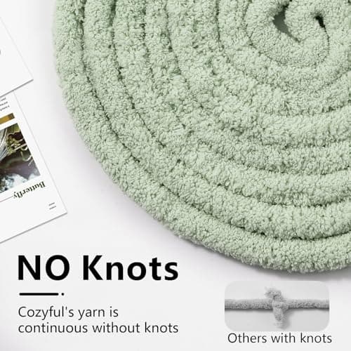 Cozyful Chunky Yarn for Hand Knitting - #10 Chunky Chenille Yarn, Jumbo Big Thick Chunky Yarns for Crocheting, Super Bulky Chunky Knit Blanket Yarns, 8 Skein (25 yds 8 oz Each Skein), Sage Green - Image 4