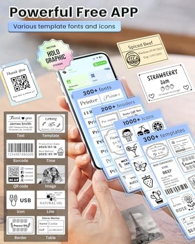 NDYIN Label Makers, Label Maker Machine with Tape, Bluetooth Label Maker, Portable Thermal 2 Inch Label Printer for Small Business, Barcode, Address, Logo, Clothing, Sticker Printer for Phones & PC - Image 3