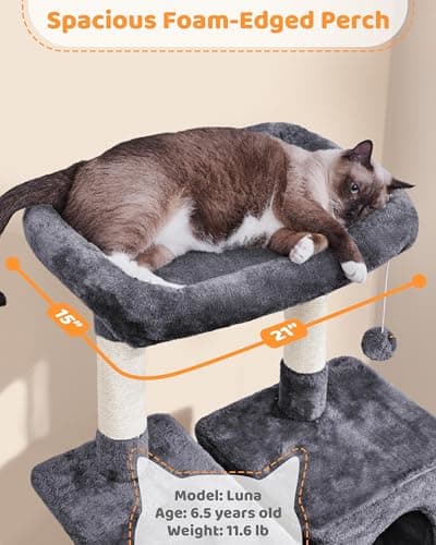 Yaheetech Large Multi-Level Cat Tree, 63 Inches Tall with Sisal-Covered Scratching Posts, Condo, Hammock, Dangling Ball, and Extended Platform for Cats to Play and Sleep - Image 5