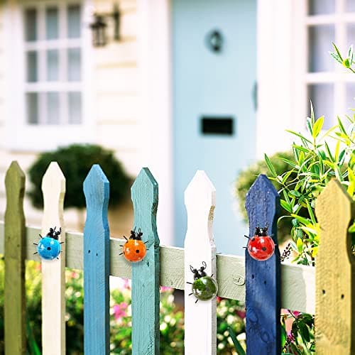 GIFTME 5 Metal Garden Wall Art Decorative Set of 4 Cute Ladybugs Outdoor Wall Sculptures - Image 4