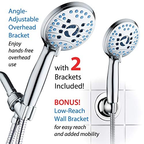 AquaCare High Pressure 8-mode Handheld Shower Head - Anti-clog Nozzles, Built-in Power Wash to Clean Tub, Tile & Pets, Extra Long 6 ft. Stainless Steel Hose, Wall & Overhead Brackets - Image 8