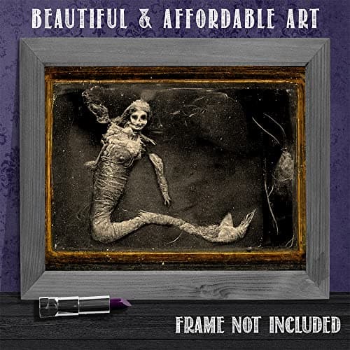 Mummified Mermaid - 11x14 Unframed Creepy Gothic Room Wall Art Print - Vintage Halloween Home Witchy Occult, Wicca, Wiccan Décor Oddities and Curiosities - Image 2