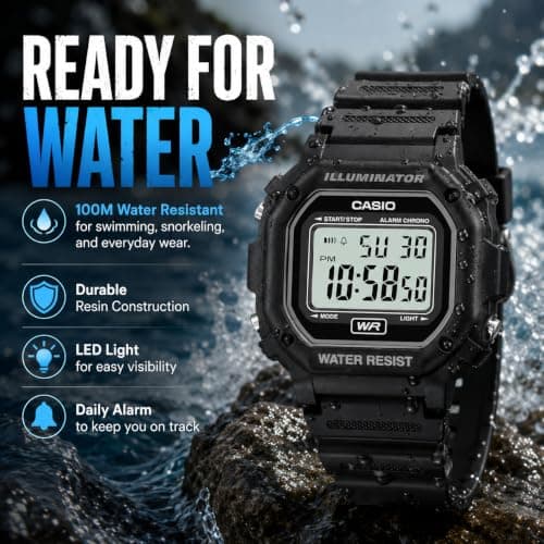 Casio Men's F108WH Illuminator Collection Black Resin Strap Digital Watch - Image 5