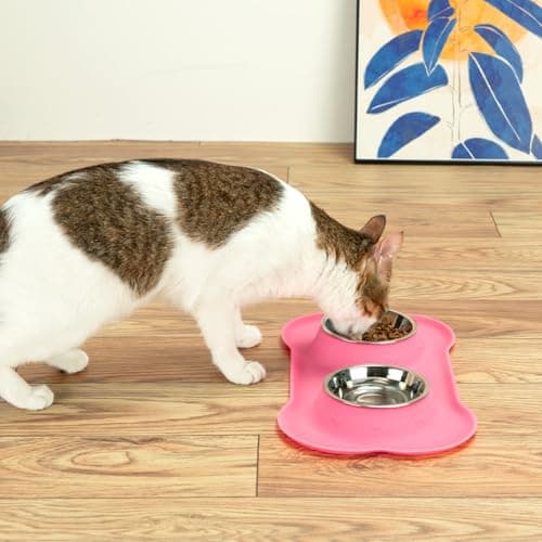 Conlun Dog Bowls with Silicone Feeding Mat, No Spill Food Water Dish Set, Dishwasher Safe, 2 Stainless Steel Puppy Bowls, Suitable for Tiny Dogs Kittens Cats Rabbits Pets under 8lbs, Extra Small, Pink - Image 9