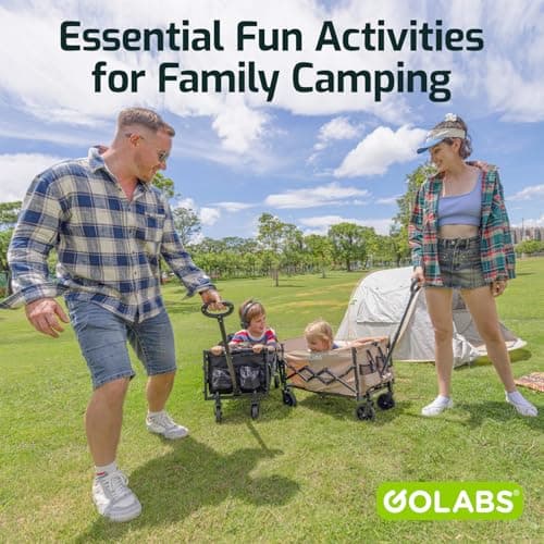 Golabs Collapsible Wagon Cart Max 350lb Load & Expandable Storage 100L, Double Bearing Design for Flexible Steering, Foldable Heavy Duty Garden Cart with 2 Cup Holders for Groceries, Garden & Camping - Image 4