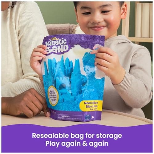 Kinetic Sand, 2.5lbs Blue Play Sand, Moldable Sensory Toys for Kids, Resealable Bag (Packaging May Vary), for Ages 3 and up - Image 9