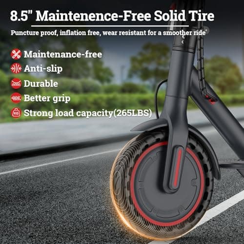 Electric Scooter - 8.5" Solid Tire, Powerful 350W Motor, Top Speed 19 MPH, Max 16 Miles Ranges, Load 264LBS, Aluminum Alloy Frame Foldable Commuting Escooter for Adults & Teens - Image 6