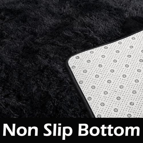 HOMORE Black Rug for Bedroom 4x6 Furry Carpet for Boys Girls Shaggy Fuzzy Rugs for Living Room Non Slip Large Rug for Kids Dorm Home Decor - Image 5