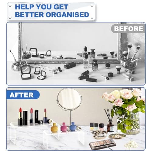Aheroi Large Acrylic Risers, 8 Pcs 2 Set(7”L~8”L~9”L) Acrylic Display Set Rectangular Stands Shelf Clear Display Risers for Decor, Cake Shelves Retail Shoe Showcase - Image 3