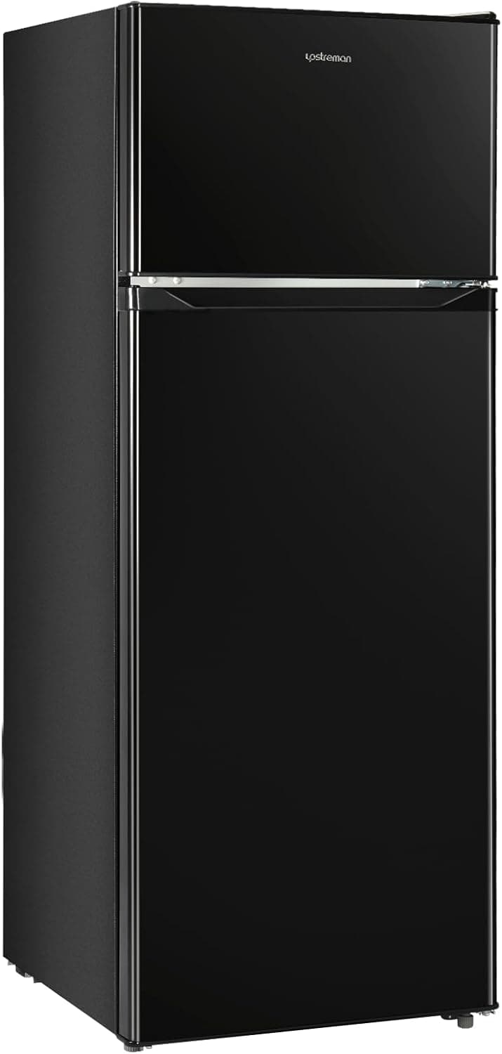 Upstreman 7.7 Cu.Ft. Refrigerator with Freezer, Double Door Fridge, Adjustable Thermostat, Large Capacity, Reversible Door Swing, Refrigerator for Apartment, Office, Dorm, Black（BD75） - Image 2