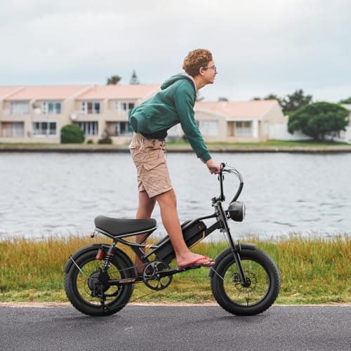 Jasion YR16 Electric Bike for Adults Teens, Peak 1000W Motor & 600WH Battery Electric Bicycle, 55 Miles Off-Road Dirt Bike, 16"*4 Fat Tire Moped Style Ebike with Cruise Control & Dual Suspension - Image 9