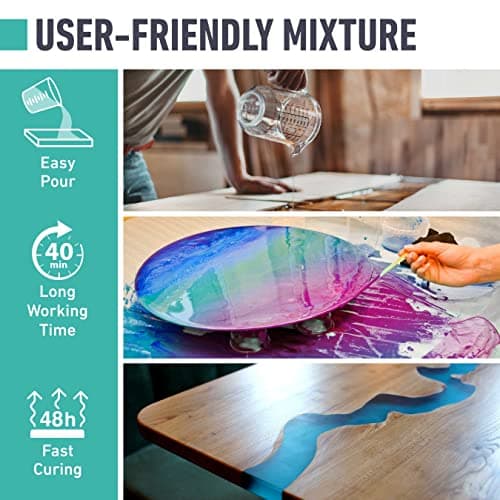 Beast Bond Epoxy Resin - Ultra-Gloss 1 Gallon Kit, Crystal Clear, Self-Leveling, UV & Impact Resistant Resin Kit for Art, Jewelry, Tables & Countertops, Easy 1:1 Mix, DIY Crafts - Image 3
