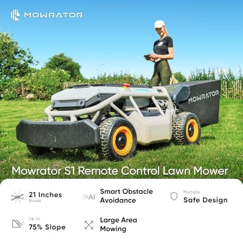 Mowrator Remote Control Lawn Mower S1 4WD 56V18Ah, Multi-Functions RC Lawn Mower with 1.5-4.3 Inch Cutting Height 21 Inch Real Blade for 75% Slope(37°) with Mowing 1.12 Acres - Image 2