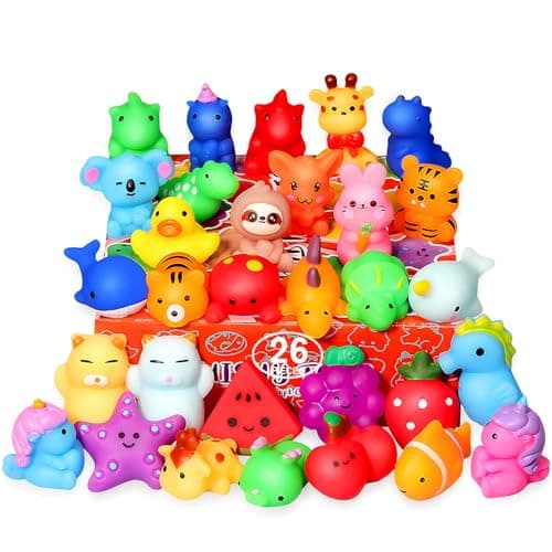 nobasco Squishies, 26 Pack Mochi Squishy Toys - Kawaii Cat Squishys Slow Rising Animals - Party Favors, Goodie Bag, Birthday Gifts, Mini Squishies Stress Reliever Toy