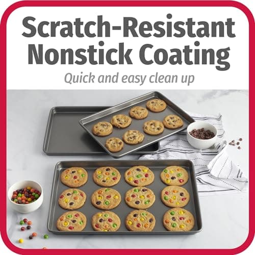GoodCook Everyday Nonstick Carbon Steel Baking Sheet Set, 3 Pack – Small 13” x 9”, Medium 15” x 10”, Large 17” x 11” – Carbon Steel Cooking Pans, Cookie Sheet Bakeware Set - Image 5