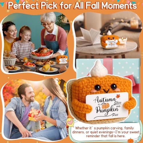 Fall Decor Mini Pumpkin Pie Crochet Doll, Small Autumn Season Holiday Pumpkin Items Plush Gift, Cute Halloween Thanksgiving Home Office Indoor Table Decoration, Christmas Stocking Stuffer Ornament - Image 6